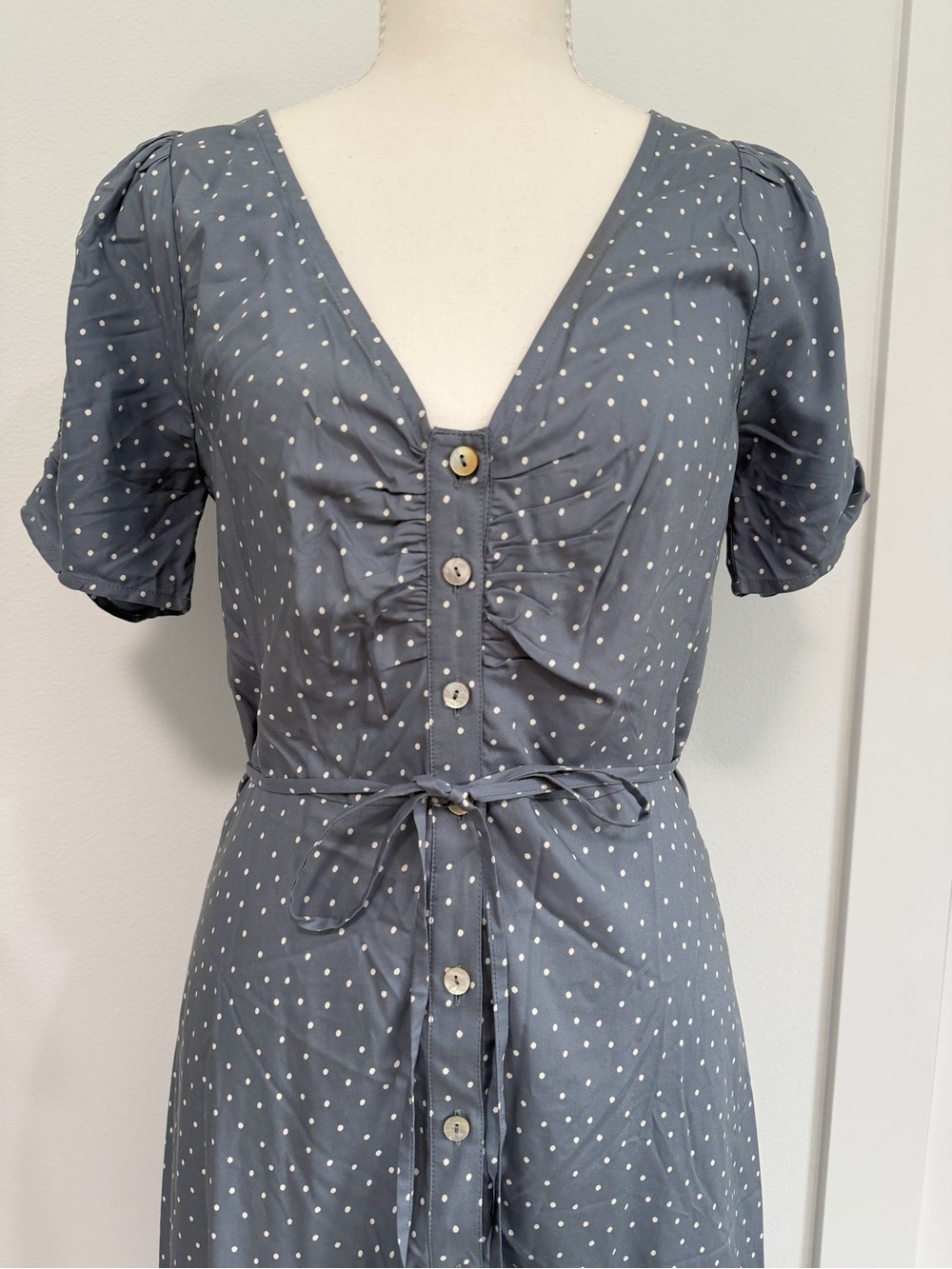Madewell Leedra Polka Dot Midi Dress Cottagecore Romantic Button Front Size 0 - Picture 5 of 8